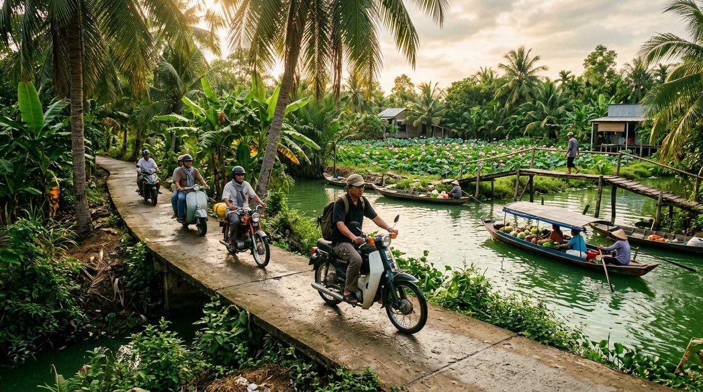 Saigon to Mekong Delta: 4-Day Deep Riverways, Floating Markets & Lotus Forests Loop